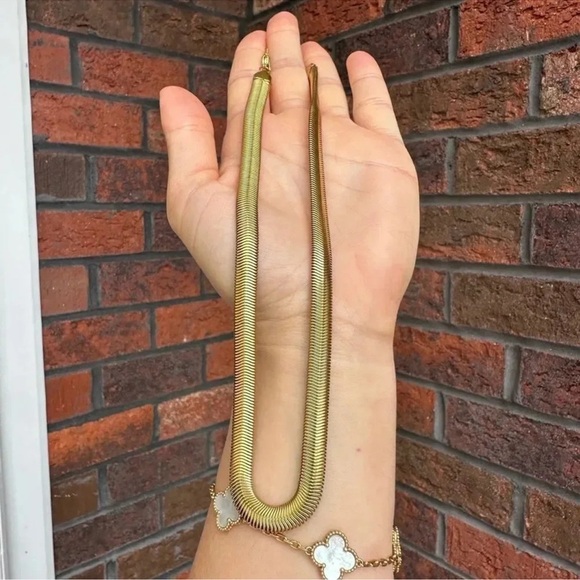 Anthropologie Snake Chain 18k Gold Plated Stainless Steel Waterproof Necklace - Picture 7 of 7